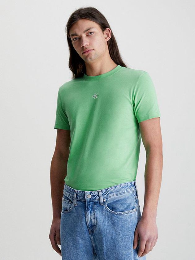 Calvin Klein USA Organic Cotton Monogram Mens T-Shirt Green 7658024-DE